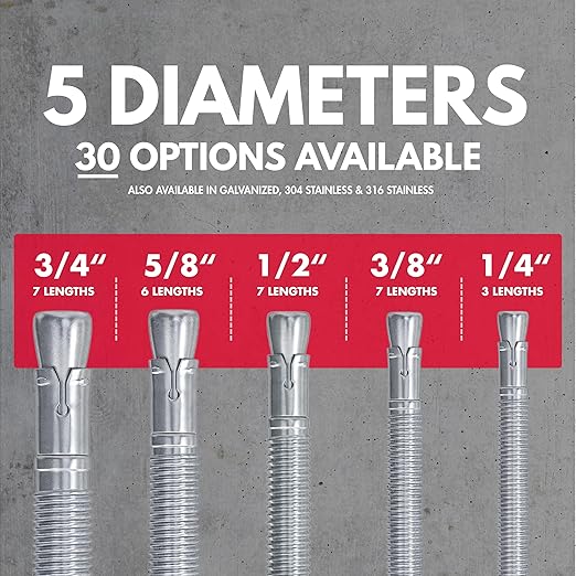 1/2" x 4-1/2" Zinc-Plated Concrete Wedge Anchors for Concrete and Cement | Heavy-Duty Expansion Anchor (Box of 25)