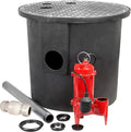 Red Lion RL-WCS50TA-24 1/2 HP 5600 GPH 115-Volt Cast Iron Sewage Pump and 24 x 24-inch Basin System, Red and Black, 14942756