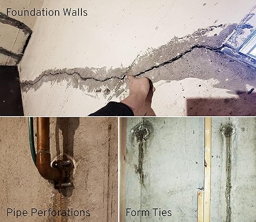 uPlug DIY Foundation Crack Repair Kit (10-FT) – Foam Filler & Injection Sealant for Concrete Walls