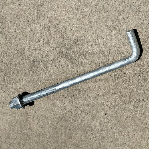 Sandbaggy 1" x 16" Threaded Concrete Anchor L-Bolts (Nuts & Washers Included) - Hot Dipped Galvanized - Sill Plate, Base Plate, Masonry, Wood, Cement Anchors, J Bolt (20, 1" x 16")
