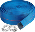 Pool Backwash Hose 2” × 100 ft Heavy Duty PVC Water Discharge Pipe Flexible Reinforced Pump Drain Hose, 2 in Diameter & 3.3 inch Width Lay Flat, with 2 Clamps (2in-100ft)
