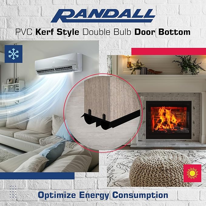36" Kerf Slide-in Double Bulb Seal Weatherstrip Door Bottom – Durable Seal for Energy Efficiency & Draft Protection (Black)