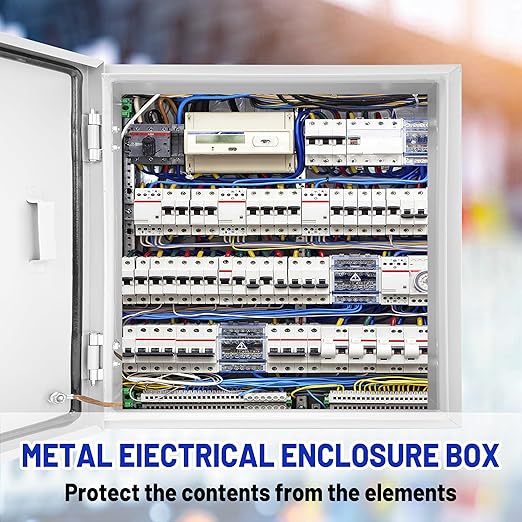 Outdoor Electrical Box 16 x 16 x 8”D NEMA 4X Enclosure Steel Box, Waterproof & Dustproof Outdoor/Indoor Lockable Electrical Junction Box, with Mounting Plate