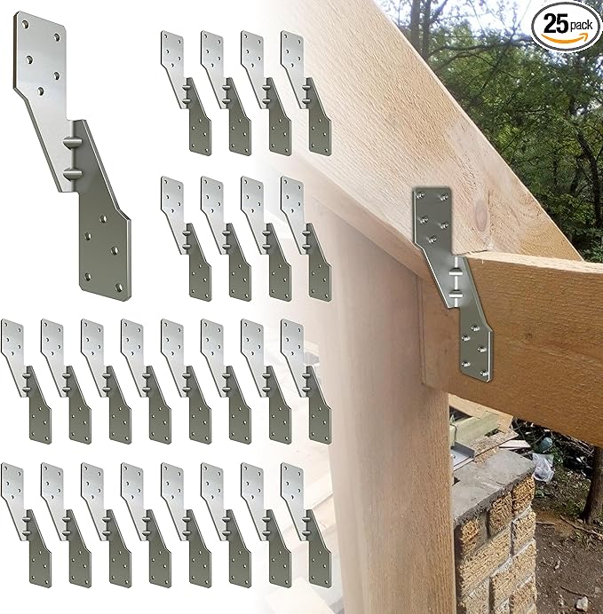 25 Pack Hurricane Ties for Rafters,Hurricane Straps Brackets with Strong Galvanized Powder-Coated,Trusses/Rafters Tie,Hurricane Clips for Rafter,Rafter Hangers
