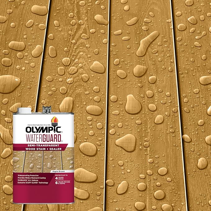 Olympic WaterGuard 1 gal. Maple Brown Semi-Transparent Wood Stain and Sealer