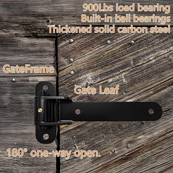 Heavy Duty Gate Hinges, 2 pcs 900LBS Capacity and 180-Degree Open Weld on Hinge or Bolt-On Gate Hinges Heavy Duty, Open for Barn Door Hinges/Garden/Fence/Metal Gates Hinges for Gates