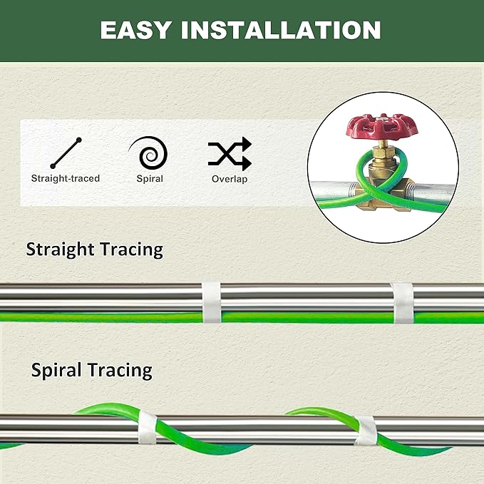 MAXKOSKO 7 Feet Pipe Heat Cable for Water Pipe Freeze Protection, Self-Regulating Heat Tape for Metal And Plastic Home Pipes, Anti-Freeze Pipe Heating Trace System 120 V