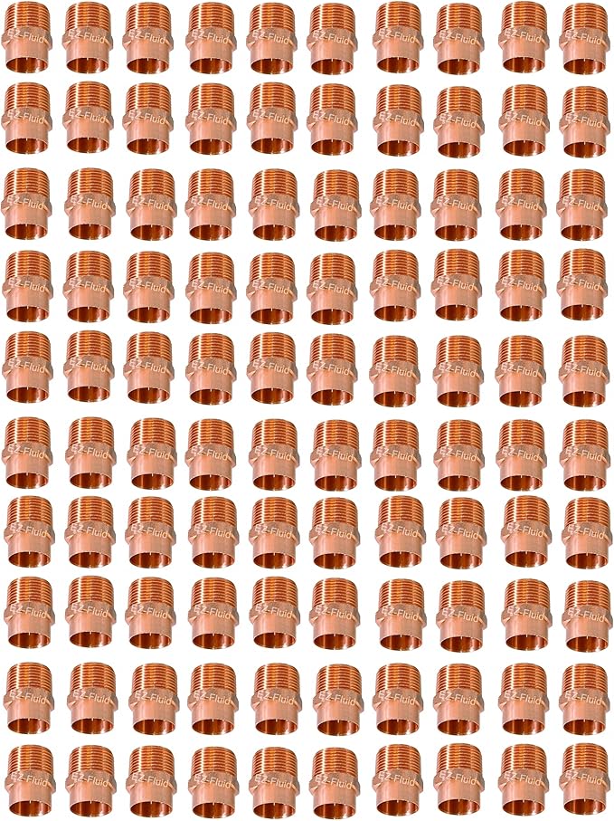 (100pcs) EZ-FLUID Plumbing 3/4" C X MIP LF Copper Male NPT Adapter Pressure Copper Fittings,Sweat Solder Connection for Residential,Commercial Tube Pipe