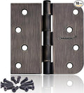 4 x 4 Inch Door Hinges for Wood, 18 Pack Oil Rubbed Bronze Door Hinges for Interior Doors Heavy Duty Hinges with Square and 5/8" Radius Corner