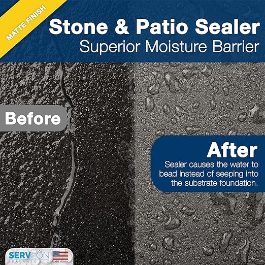 Natural Stone Sealer Plus Stain Guard (Matte Finish) Commercial Grade Outdoor Indoor Waterproof Grout Sealer Protects Pavers Pools Patios Landscape Stones (1 Gallon) H2900S