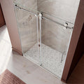 61-65 Inch x 76 Inch Sliding Frameless Shower Door, 3/8" Tempered Glass with Easy-Cleaning Coating, Stainless Steel Rollers & SGCC-Certified Stability, Bright Chrome