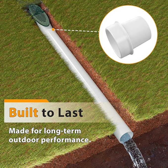 Dual-Size Lawn Drain Adapter, Fits 3" & 4" SCH 40 Pipes, Heavy-Duty Compression Connector for Yard Drainage, Compatible with Debialo 4" Grate & Angled Drain Systems