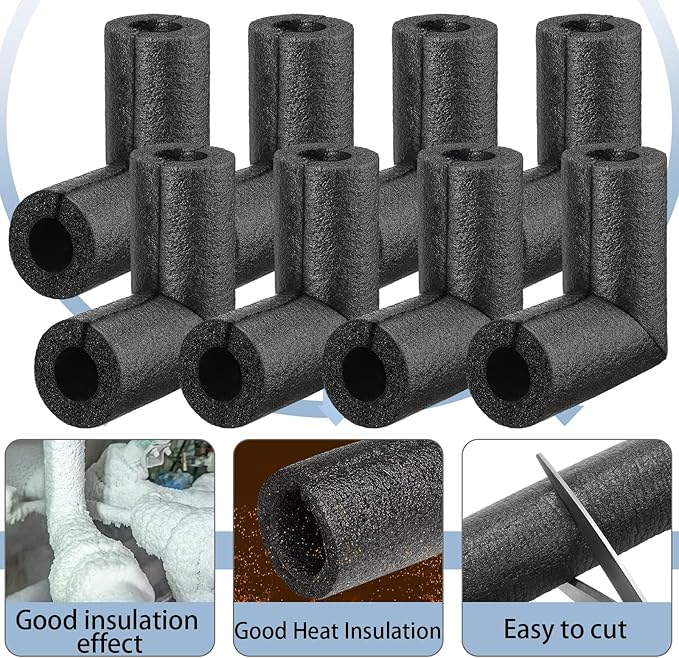 Frienda 4 Pack Pipe Insulation Foam Tube Elbow Insulation Tubing Elbows Water Freeze Protection Heat Preservation Foam Tube for Tubing Outdoor Water Pipe Protection (1 Inch,Classic)