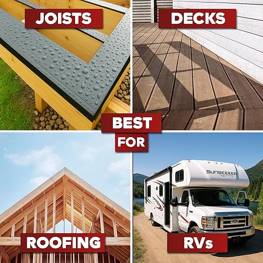 XFasten Butyl Joist Tape for Decking, 2 Inch x 50 Feet (12-Pack, 600ft) – Waterproof and Anti-Corrosion Deck Flashing Tape for Joists, Weatherproof Butyl Sealant for Deck Protection and Longevity