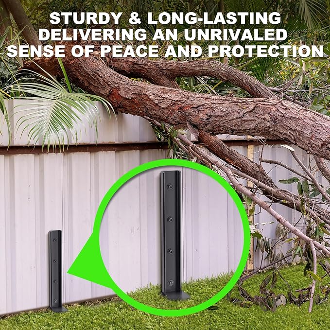 Thicker Fence Post Repair Anchor Kit, One-Piece Heavy Duty Steel Fence Post Stakes, Repair Tilted Broken 4x4/6x6 Wood Posts(2Pack/Black)