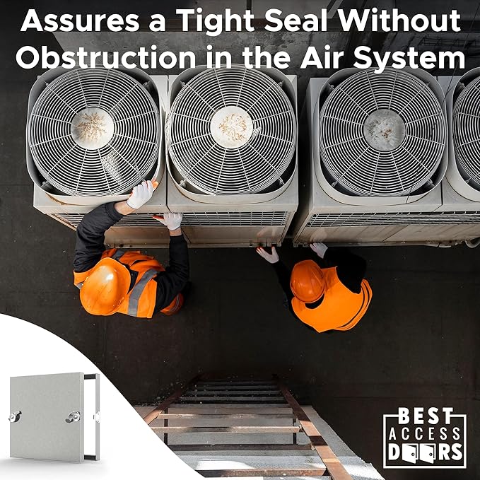 Best 10" x 10" Removable Duct Access Panel with Neoprene Gasket, 2” Fiberglass Insulated HVAC Duct Access Door, 24-Gauge Steel Double Panel, 5/8" Notched Knock Over Tabs, Hand Cam Latch, BA-CD-5080