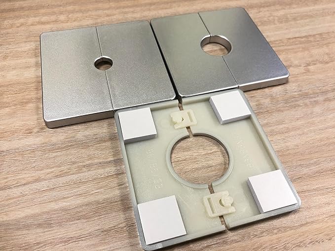 2 Pcs Wall Split Flange, ABS Square Self-Adhesive Escutcheon Plate Buckles Design for 0.86"/22mm,Silver