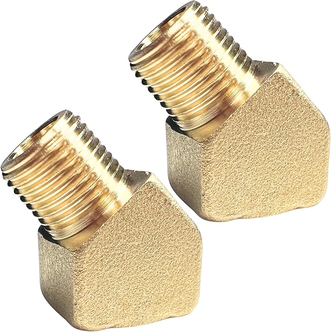 2pcs Brass 1/8" NPT Male x 1/8" NPT Female 45 Degree Street Elbow Fitting by CX WONDERLAND