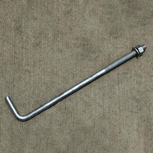 Sandbaggy 3/4" x 18" Threaded Concrete Anchor L-Bolts (Nuts & Washers Included) - Hot Dipped Galvanized - Sill Plate, Base Plate, Masonry, Wood, Cement Anchors, J Bolt (60, 3/4" x 18")