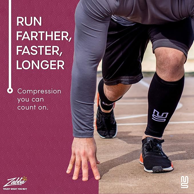 Calf Compression Sleeves - Leg Sleeves for Men and Women - Shin Splint Relief Support Brace Running Flights