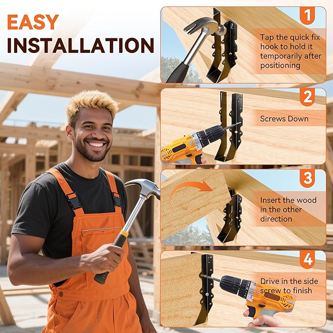 20 Pcs Black 2x10 Joist Hanger,LU210 18 Gauge Double Shear Face Mount Joist Hanger,Hurricane Ties for Rafters Tie Brackets Great for Floor Deck and Ceiling Joists
