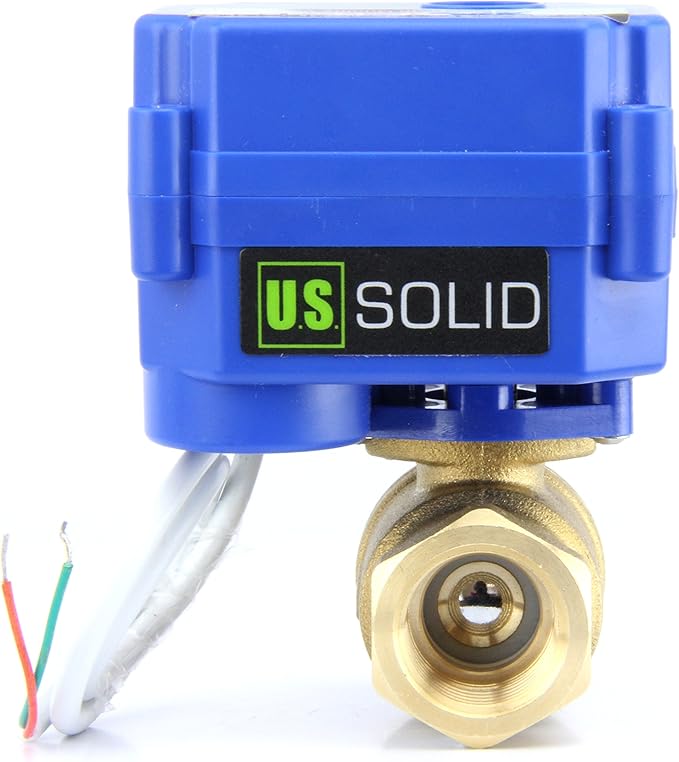 U.S. Solid Motorized Ball Valve- 1" Brass Ball Valve with Standard Port, 9-24V AC/DC and 2 Wire Auto Return Setup