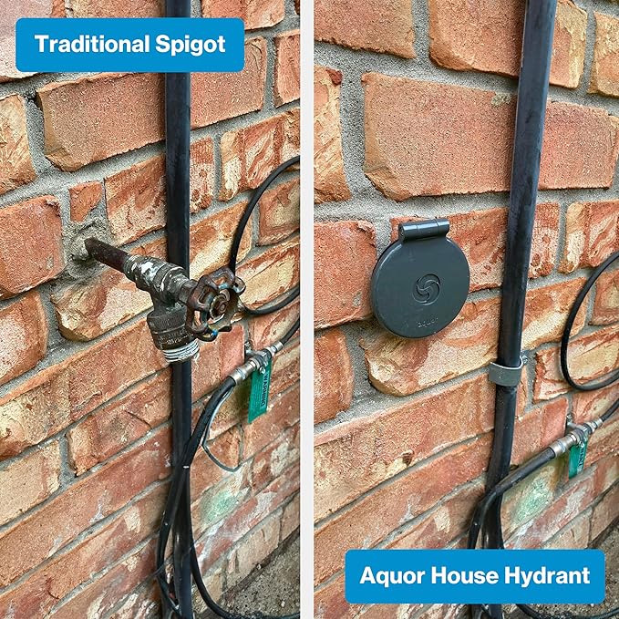 Aquor House Hydrant V1+ Frost Free Outdoor Faucet, Anti Siphon Valve with Quick Connect, Frost Proof Flush Wall Hose Bib, 6 inch Stem, 7-3/4 inch Install Depth, Slate Gray