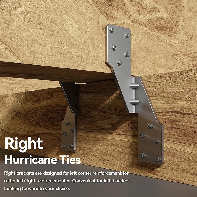 25Pcs Hurricane Straps Tie Brackets, H2.5A Right Tie 18-Gauge Galvanized Hurricane Tie 25ct Heavy Duty Hurricane Straps/Rafters Ties for Wood (25pcs Right Hurricane Ties)