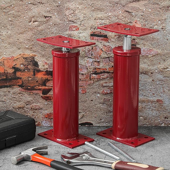 2 Pcs House Jacks for Leveling, Adjustable Jack Post 12"-16" Basement Floor Jack, Supports Stabilizer Screw Jacks for House Foundation, Stairs, Porches, Roof Beams, Load Capacity 11023 Lbs